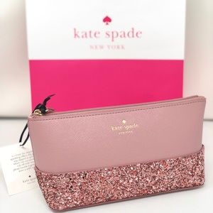New Kate spade Cosmetic bag pink glitter